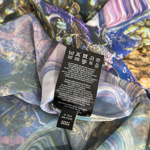 Ted Baker Kilop Beaded Embellished Sheer Kaftan Oversize Jewel Print Top Size 4 - Picture 6 of 10